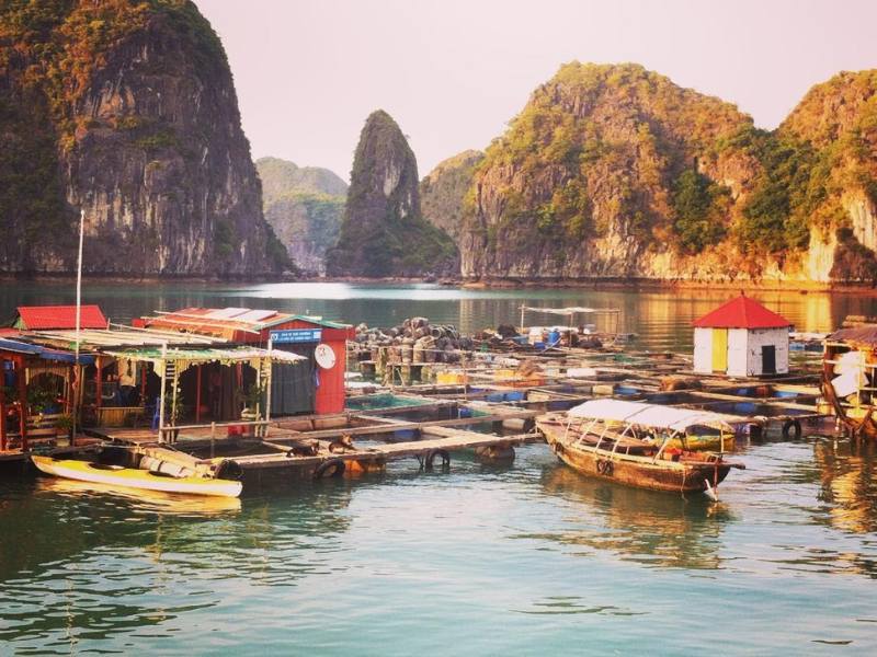 Ha Long bay floating village Vietnam