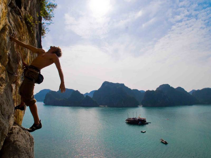 Climbing is a very popular activity with Halong Bay weather in December 