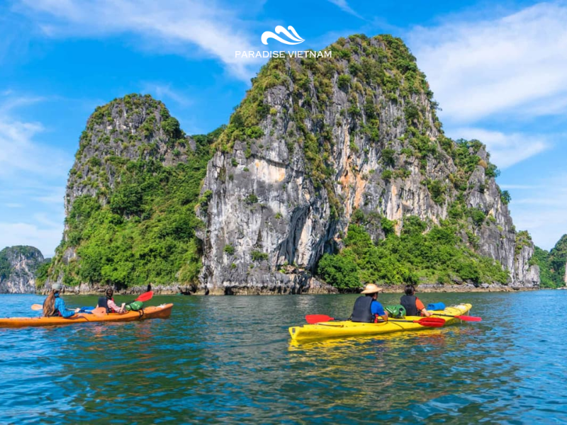 Kayaking in Ha Long Bay offers a more immersive way to experience the landscape
